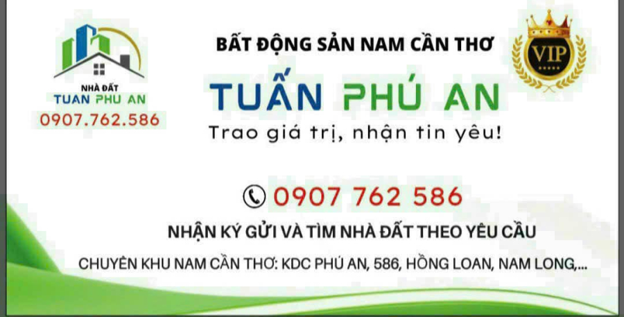 BÁN NỀN ĐƯỜNG A3 - KDC PHÚ AN - Q. CÁI RĂNG- TP. CẦN THƠ